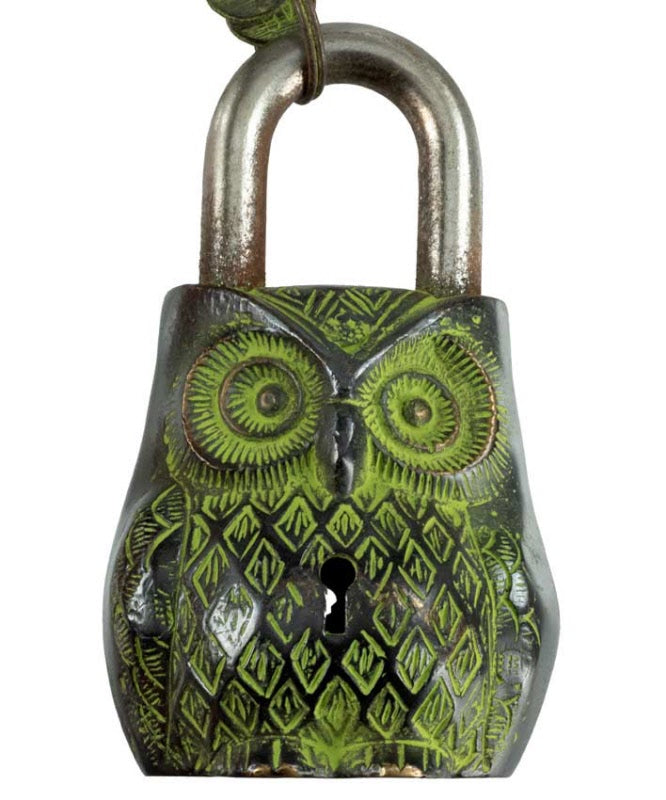 Cadenas Décoratif Chouette En Laiton Et Fer – Artisanat Du Népal