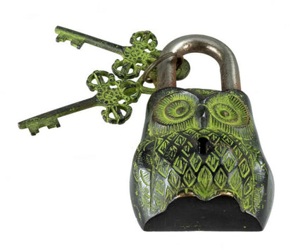 Cadenas Décoratif Chouette En Laiton Et Fer – Artisanat Du Népal
