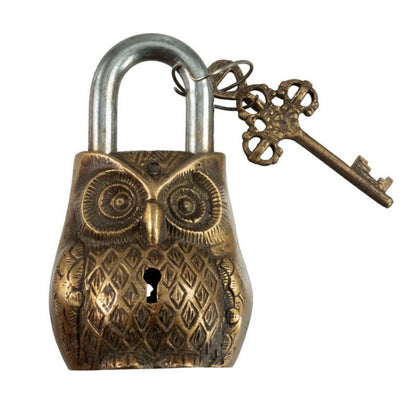 Cadenas Décoratif Chouette En Laiton Patiné – Artisanat Du Népal