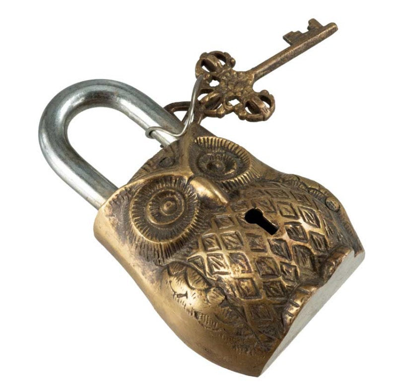 Cadenas Décoratif Chouette En Laiton Patiné – Artisanat Du Népal