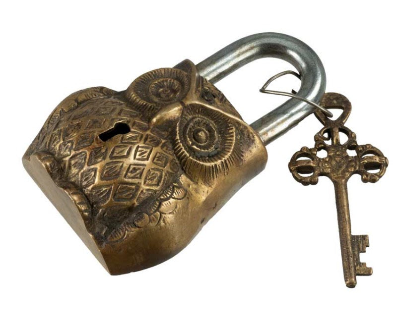 Cadenas Décoratif Chouette En Laiton Patiné – Artisanat Du Népal