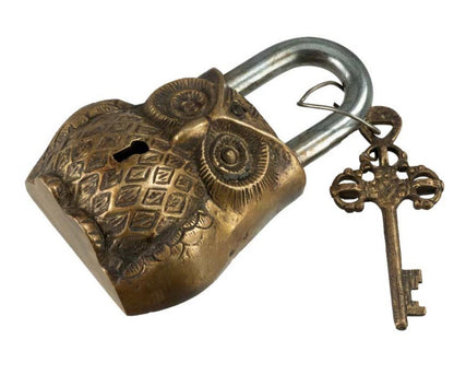 Cadenas Décoratif Chouette En Laiton Patiné – Artisanat Du Népal