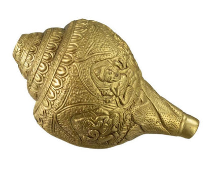 Conque Ganesh en Laiton – Objet Décoratif Hindou Artisanal d’Inde