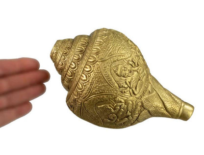 Conque Ganesh en Laiton – Objet Décoratif Hindou Artisanal d’Inde