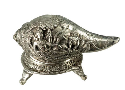 Conque Vishnu Lakshmi Shanka en Aluminium – Objet Décoratif Hindou