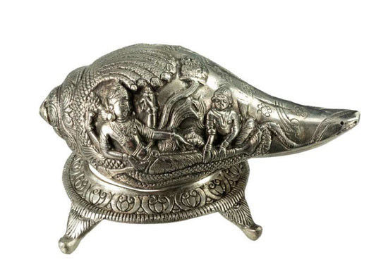 Conque Vishnu Lakshmi Shanka en Aluminium – Objet Décoratif Hindou