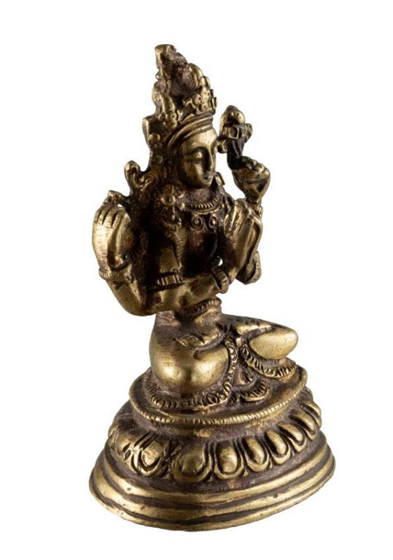 Statue Tchenrezi en Laiton – Artisanat Bouddhiste Tibétain du Népal