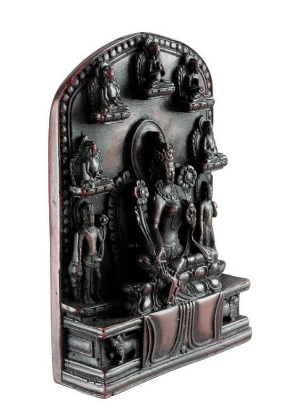 Statue Bouddhiste Tara Verte En Résine Bordeaux – Artisanat Du Népal