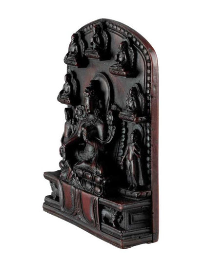 Statue Bouddhiste Tara Verte En Résine Bordeaux – Artisanat Du Népal