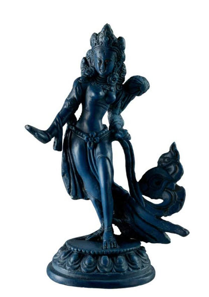 Statue Bouddhiste Tara Blanche En Résine Bleu Lapis Lazuli – Artisanat Du Népal
