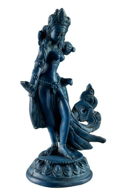 Statue Bouddhiste Tara Blanche En Résine Bleu Lapis Lazuli – Artisanat Du Népal