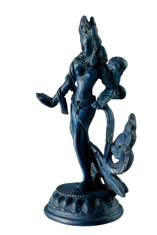Statue Bouddhiste Tara Blanche En Résine Bleu Lapis Lazuli – Artisanat Du Népal