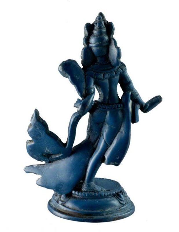 Statue Bouddhiste Tara Blanche En Résine Bleu Lapis Lazuli – Artisanat Du Népal