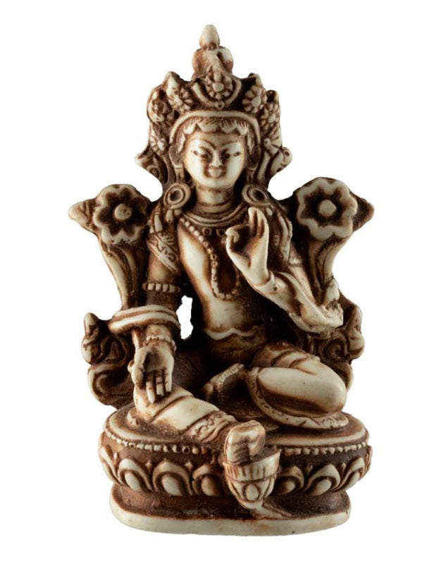 Statue Bouddhiste Tara Verte En Résine – Artisanat Du Népal
