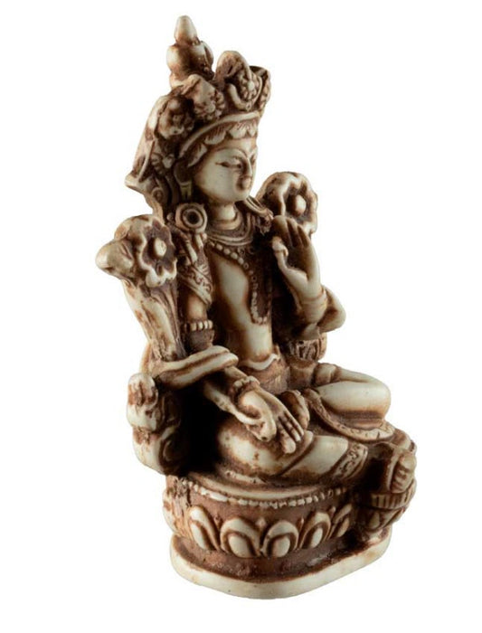 Statue Bouddhiste Tara Verte En Résine – Artisanat Du Népal