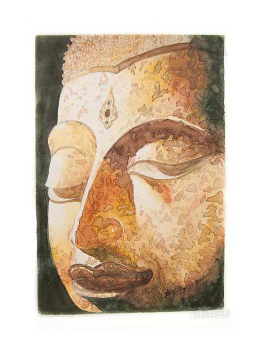 Peinture De Bouddha Sur Papier Artisanal – Œuvre Unique Signée