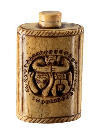 Boîte Tabatière 3 Singes De La Sagesse – Os De Bovin Sculpté