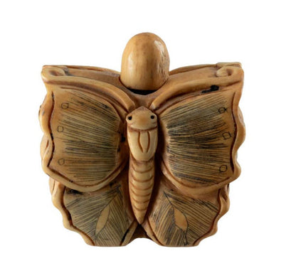 Flacon En Os Sculpté Papillon – Artisanat Chinois