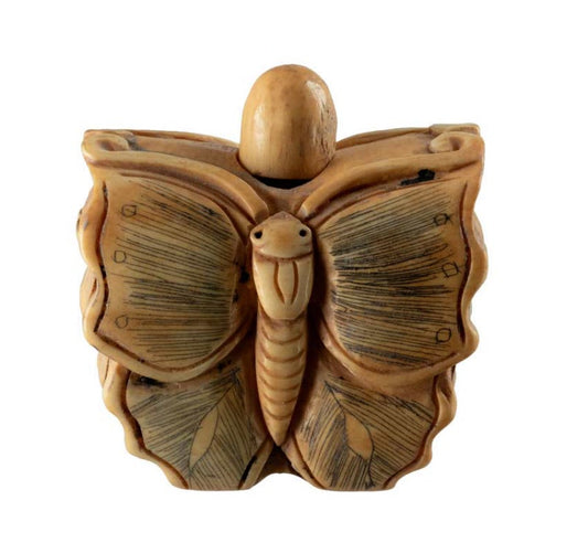 Flacon En Os Sculpté Papillon – Artisanat Chinois