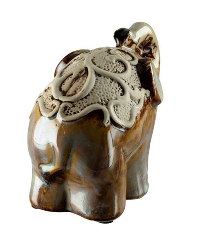 Statuette Éléphant En Céramique – Trompe En L’Air, Artisanat Chinois