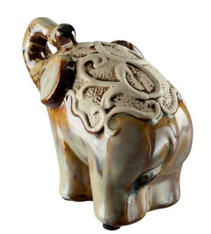 Statuette Éléphant En Céramique – Trompe En L’Air, Artisanat Chinois