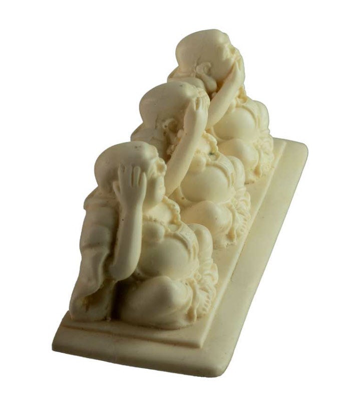 Statuette 3 Bouddhas De La Sagesse En Résine – Artisanat Népalais – Les Trois Singes De La Sagesse