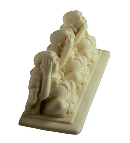 Statuette 3 Bouddhas De La Sagesse En Résine – Artisanat Népalais – Les Trois Singes De La Sagesse