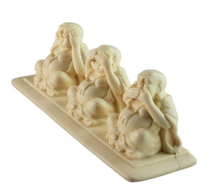 Statuette 3 Bouddhas De La Sagesse En Résine – Artisanat Népalais – Les Trois Singes De La Sagesse