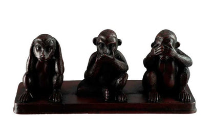 Statuette 3 Singes De La Sagesse En Résine – Artisanat Népalais