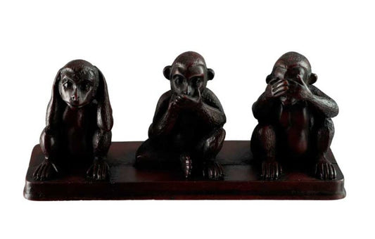 Statuette 3 Singes De La Sagesse En Résine – Artisanat Népalais