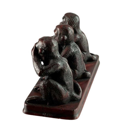 Statuette 3 Singes De La Sagesse En Résine – Artisanat Népalais