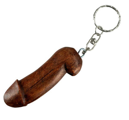 Porte-Clé Zizi En Bois Marron – Accessoire Humoristique Artisanal Indonésien
