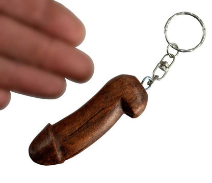 Porte-Clé Zizi En Bois Marron – Accessoire Humoristique Artisanal Indonésien