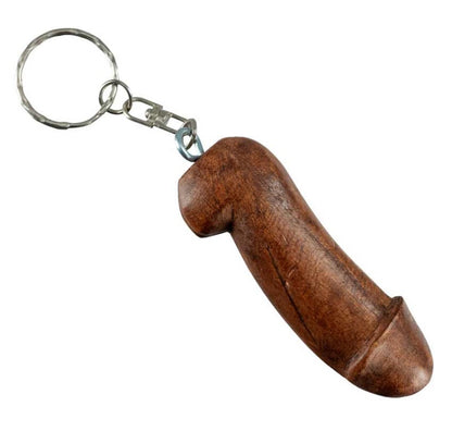 Porte-Clé Zizi En Bois Marron – Accessoire Humoristique Artisanal Indonésien
