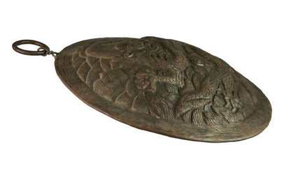 Plaque Murale Dragon Tibétain En Métal – Double Vajra Et Artisanat Du Népal