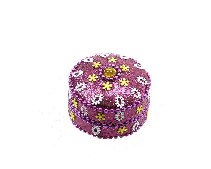 Petite Boîte Décorative Rose En Métal – Artisanat Indien