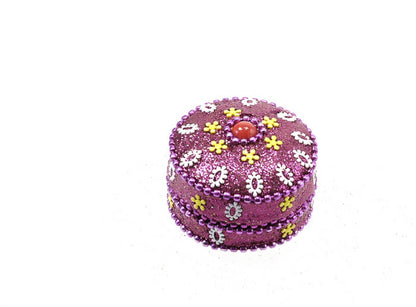 Petite Boîte Décorative Rose En Métal – Artisanat Indien
