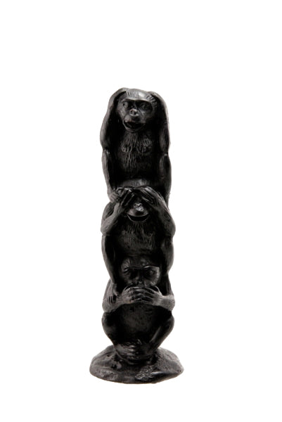 Tour Des 3 Singes De La Sagesse – Statuette En Résine Noire