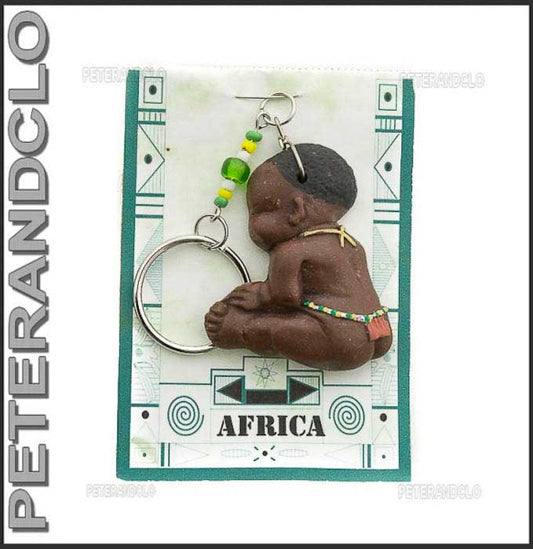 Porte-Clés Poupée Africaine en Résine – Artisanat d’Afrique du Sud