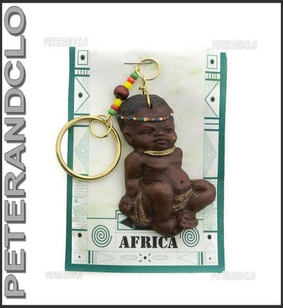 Porte-Clés Poupée Africaine en Résine – Artisanat d’Afrique du Sud