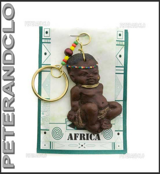 Porte-Clés Poupée Africaine en Résine – Artisanat d’Afrique du Sud
