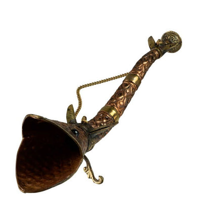 Trompette tibétaine serpent Dbang Dung en cuivre et laiton – Instrument rituel artisanal
