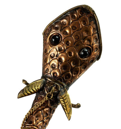 Trompette tibétaine serpent Dbang Dung en cuivre et laiton – Instrument rituel artisanal