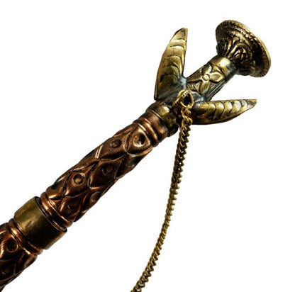 Trompette tibétaine serpent Dbang Dung en cuivre et laiton – Instrument rituel artisanal