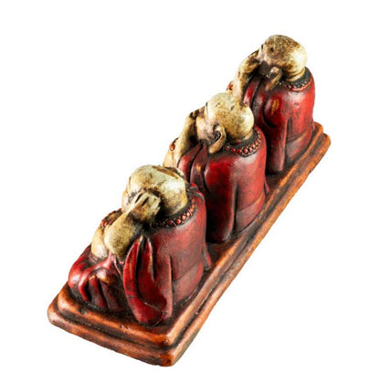 Statuette 3 Bouddhas De La Sagesse En Terre Cuite – Artisanat Népalais