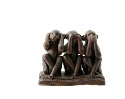 3 Singes De La Sagesse – Figurine En Terre Cuite Du Népal