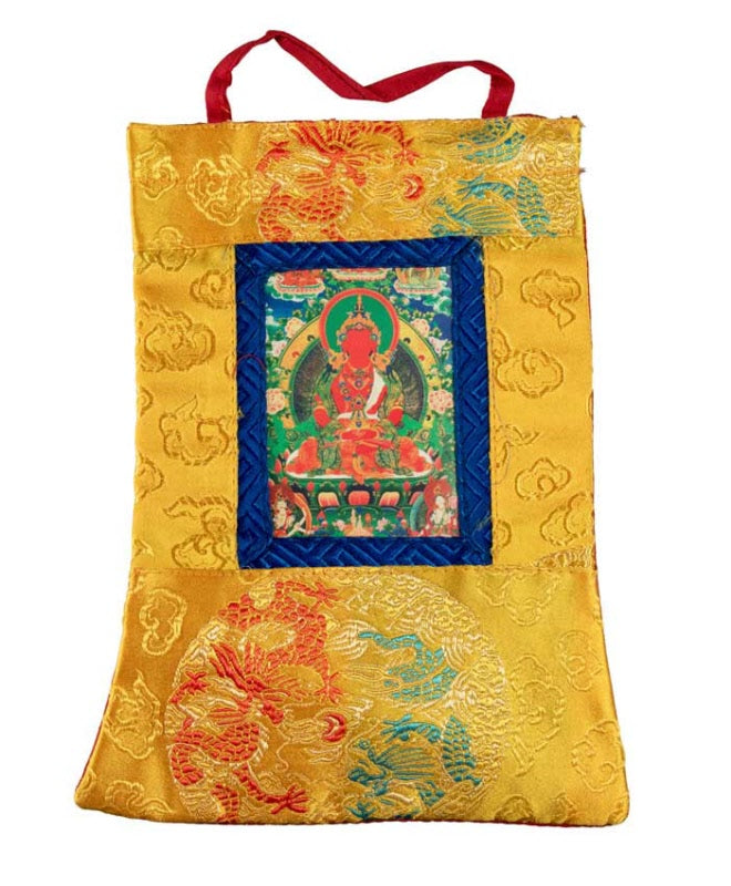 Thangka Miniature Bouddha Amitayus – Art Spirituel Du Népal