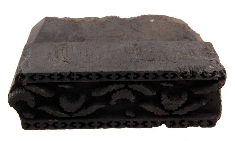 Ancien Grand Tampon À Impression Batik En Bois – Motifs Géométriques, Fleur Et Cachemire