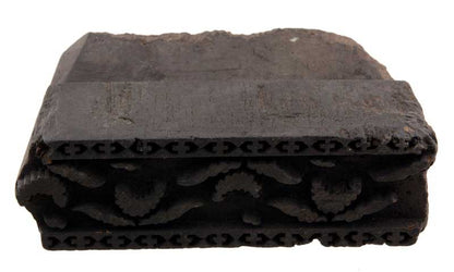 Ancien Grand Tampon À Impression Batik En Bois – Motifs Géométriques, Fleur Et Cachemire