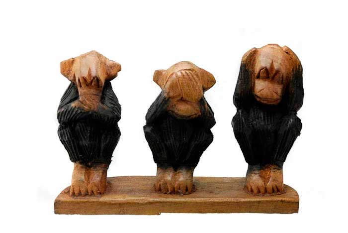 Statuette 3 Singes De La Sagesse En Bois – Artisanat Malien